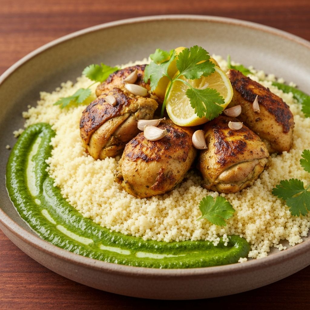 Chicken Chermoula Couscous: Fresh Herbs & Preserved Lemon