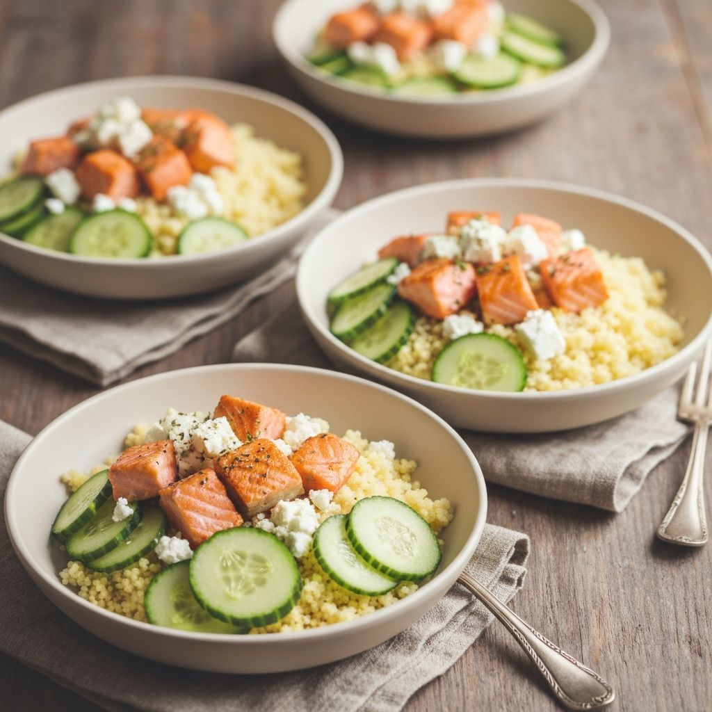 Greek-Style Salmon Couscous Bowls