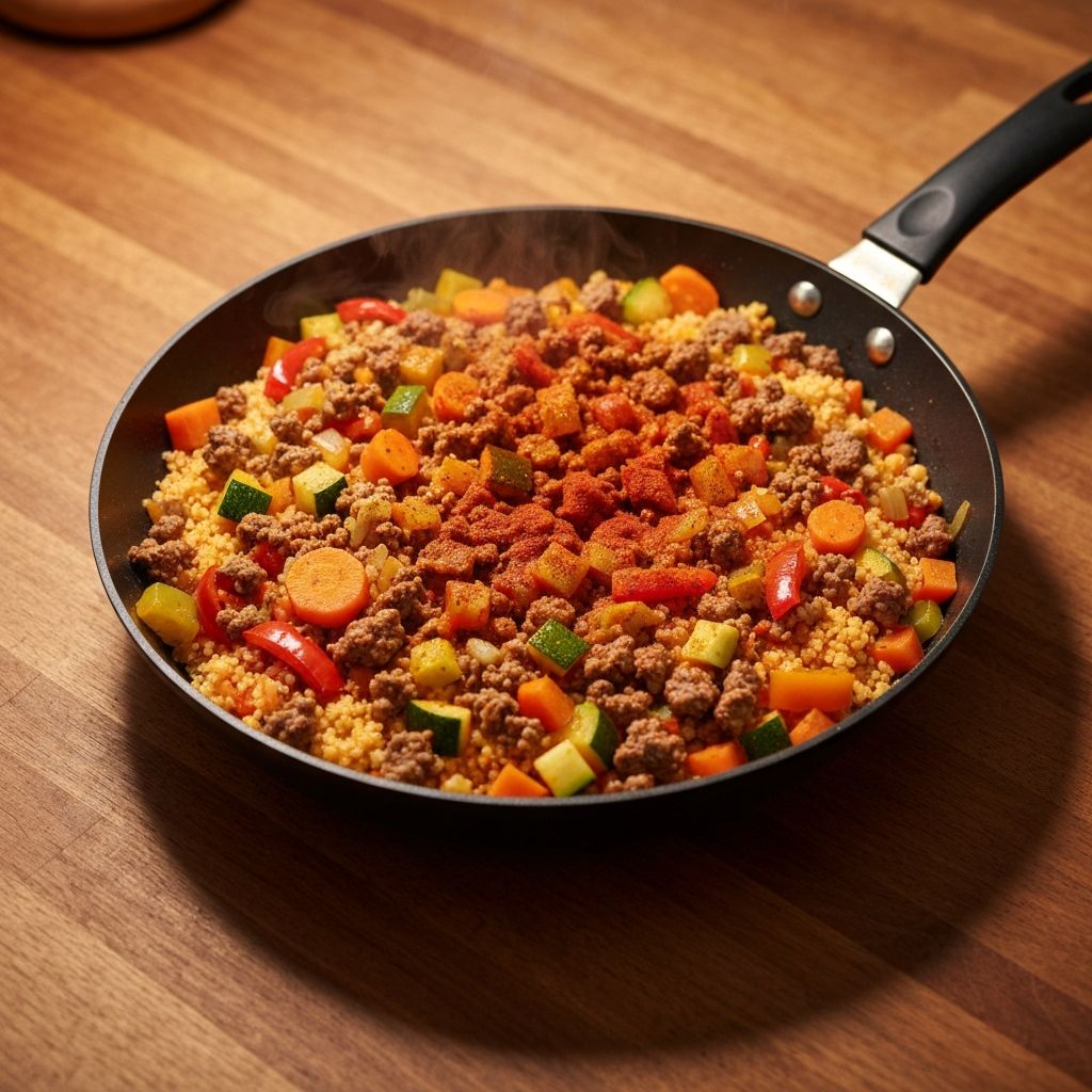 One-Pot Ground Beef Couscous Skillet